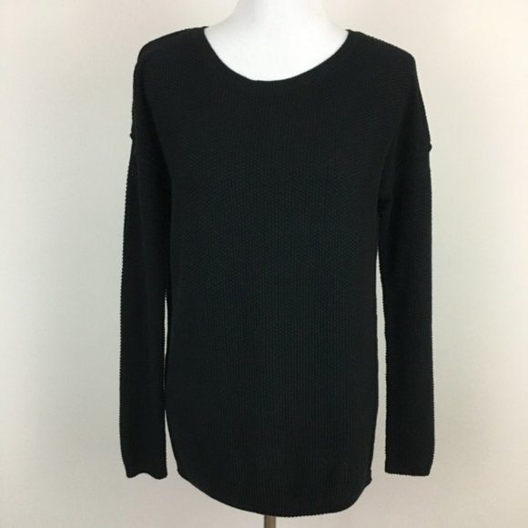 Vince cashmere cotton seed stitch waffle knit boxy relaxed fit pullover sweater - Picture 4 of 16